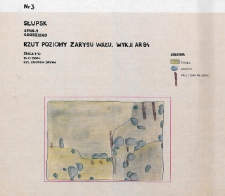 Słupsk - Grodzisko. Rzut poziomy zarysu wału. Stanowisko 1, wyk. II, Ar 84