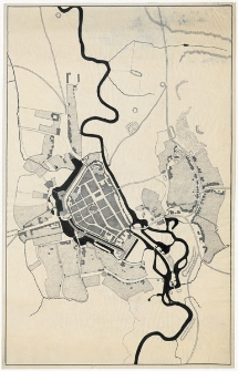 Słupsk. Lokalizacja bram i baszt II poł. XVIII w.
