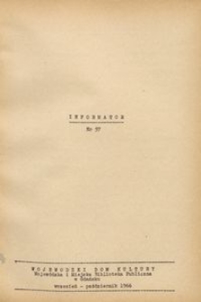 Informator / Wojew&oacute;dzki Dom Kultury w Gdańsku, 1966, nr 57