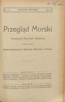 Przegląd Morski : miesięcznik Marynarki Wojennej, 1929, nr 11