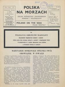Polska na Morzach = Poland on the Seas : organ poświęcony zagadnieniom morskim i kolonjalnym : Polish monthly, 1944, nr 20