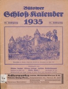 B&uuml;tower Schlo&szlig;-Kalender 1935
