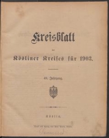 Kreisblatt des K&ouml;sliner Kreises 1903