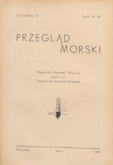 Przegląd Morski : miesięcznik Marynarki Wojennej, 1936, nr 88