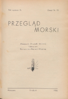 Przegląd Morski : miesięcznik Marynarki Wojennej, 1936, nr 93