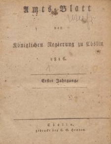 Amts-Blatt der Königlichen Regierung zu Cöslin 1816