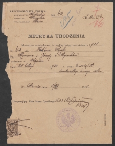 Metryka Urodzenia Nr 43