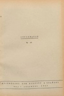 Informator / Wojew&oacute;dzki Dom Tw&oacute;rczości Ludowej w Gdańsku, 1965, nr 49
