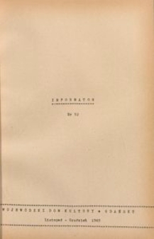 Informator / Wojew&oacute;dzki Dom Kultury w Gdańsku, 1965, nr 52