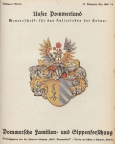 Unser Pommerland : Monatsschrift f&uuml;r das Kulturleben der Heimat, 1935, Nr. 7/8