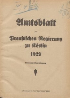 Amtsblatt der Preuβischen Regierung zu Köslin 1927