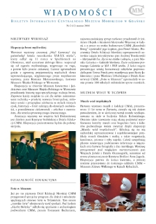 Wiadomości CMM : Biuletyn Informacyjny Centralnego Muzem Morskiego w Gdańsku, 2004, nr 3