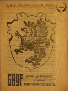 Gryf : pismo poświęcone sprawom kaszubsko-pomorskim, 1922, nr 7