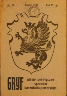 Gryf : pismo poświęcone sprawom kaszubsko-pomorskim, 1921, nr 1