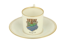 Filiżanka z herbem Słupska (Stolp) w koronie + spodek