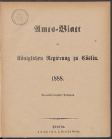 Amts-Blatt der K&ouml;niglichen Regierung zu C&ouml;slin 1888