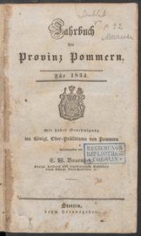 Jahrbuch der Provinz Pommern 1834