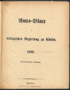 Amts-Blatt der K&ouml;niglichen Regierung zu C&ouml;slin 1886