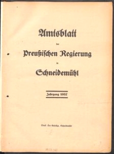 Amtsblatt der Preu&beta;ischen Regierung in Schneidem&uuml;hl 1937, 1938