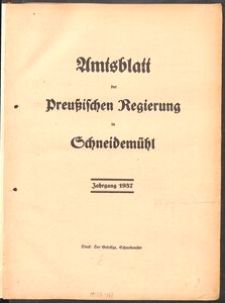 Amtsblatt der Preuβischen Regierung in Schneidemühl 1937, 1938