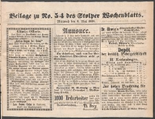 Beilage zu № 54 des Stolper Wochenblatt