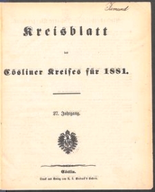 Kreisblatt des C&ouml;sliner Kreises 1881