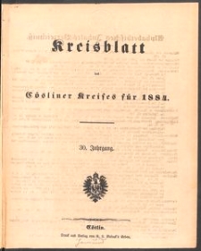 Kreisblatt des Cösliner Kreises 1884