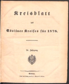 Kreisblatt des C&ouml;sliner Kreises 1878