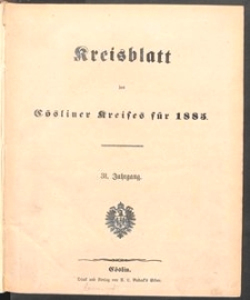 Kreisblatt des C&ouml;sliner Kreises 1885