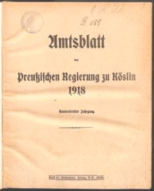 Amtsblatt der Königlichen Regierung zu Köslin 1918