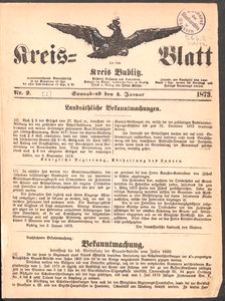 Kreisblatt f&uuml;r den Kreis Bublitz 1873