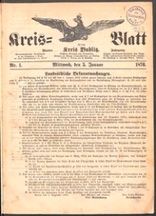 Kreisblatt f&uuml;r den Kreis Bublitz 1876