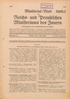 Ministerial Blatt des Reichs und Preussischen Ministeriums des Innern
