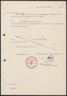 Pismo SA.-Standarte 176 do Polizeiverwaltung in Stolp z 31.12.1935