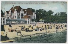 Poczt&oacute;wka kolorowa &laquo;Ostseebad Zoppot. Das neue Kurhaus. Blick auf Strand und Logierhaus&raquo;
