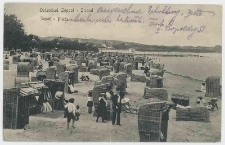 Poczt&oacute;wka czarno-biała &laquo;Ostseebad Zoppot &ndash; Strand. Sopot &ndash; Plaża&raquo;