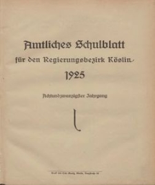 Amtliches Schulblatt für den Regierungsbezirk Köslin 1925