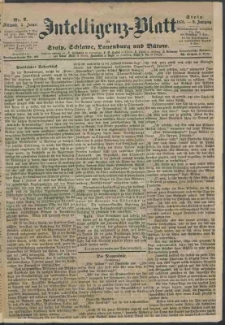 Intelligenz-Blatt f&uuml;r Stolp, Schlawe, Lauenburg und B&uuml;tow Nr. 2.