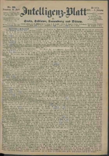 Intelligenz-Blatt f&uuml;r Stolp, Schlawe, Lauenburg und B&uuml;tow Nr. 33.