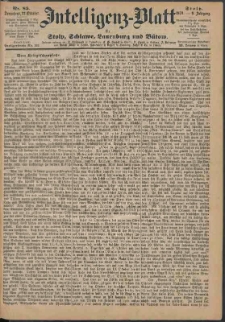 Intelligenz-Blatt f&uuml;r Stolp, Schlawe, Lauenburg und B&uuml;tow Nr. 85.