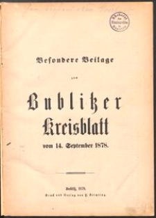Kreisblatt f&uuml;r den Kreis Bublitz 1878