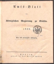 Amts-Blatt der K&ouml;niglichen Regierung zu C&ouml;slin 1839