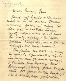 List Stanisława Przybyszewskiego kierowany do nieznanego adresata z Warszawy