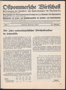 Ostpommersche Wirtschaft, Januar/Februar 1937, Heft 1
