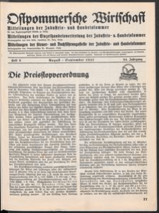 Ostpommersche Wirtschaft, August/September 1937, Heft 5