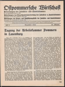 Ostpommersche Wirtschaft, Dezember 1937, Heft 8