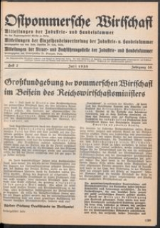 Ostpommersche Wirtschaft, Juli 1938, Heft 7