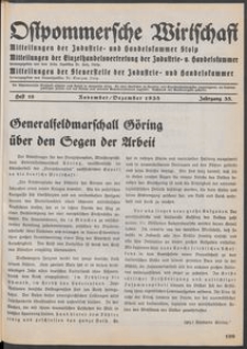 Ostpommersche Wirtschaft, November/Dezember 1938, Heft 10