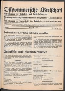 Ostpommersche Wirtschaft, August 1939, Heft 7