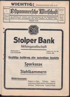 Ostpommersche Wirtschaft, August 1930, Nummer 4